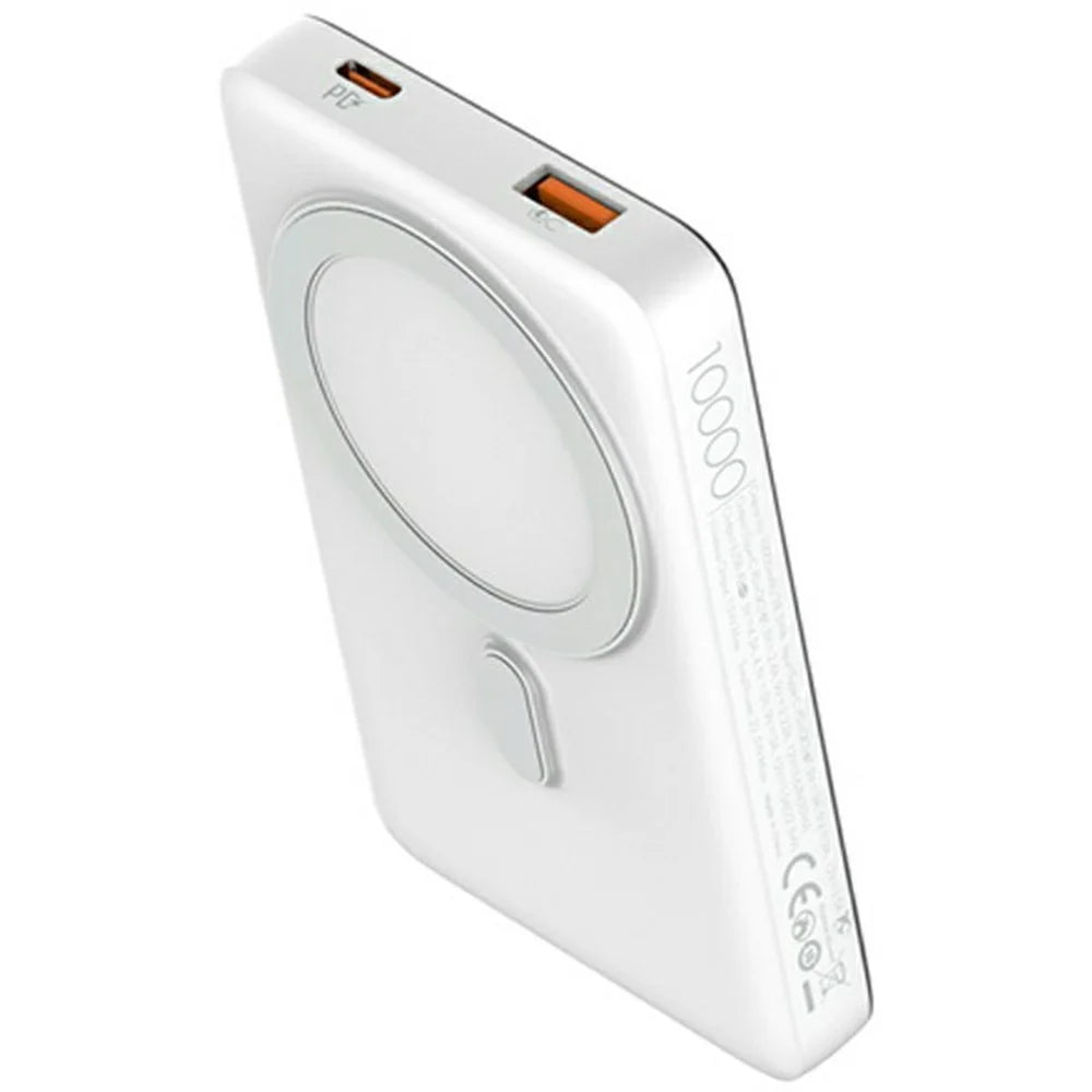 LDNIO PQ17 10000mAh Magnetic Wireless Power Bank PD 20W QC 22.5W Portable Charger with Hidden Foldable Stand for iPhone - White - 1