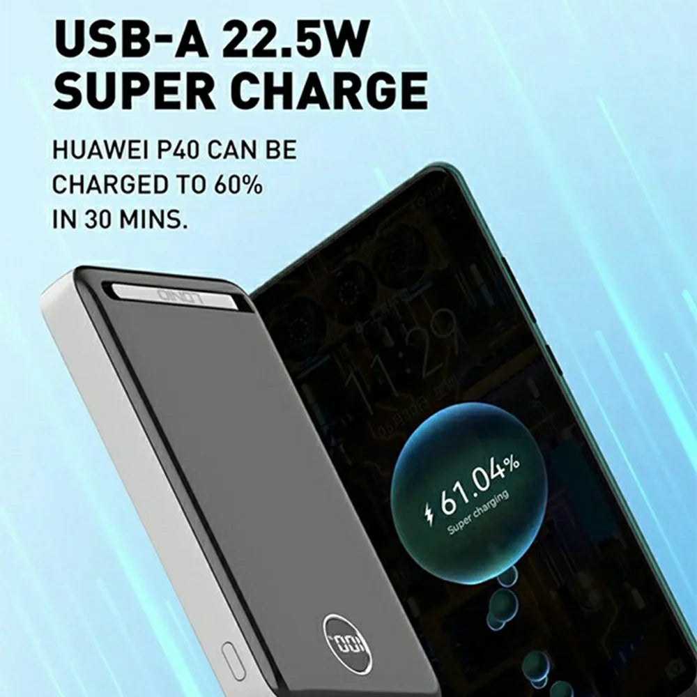 LDNIO PQ17 10000mAh Magnetic Wireless Power Bank PD 20W QC 22.5W Portable Charger with Hidden Foldable Stand for iPhone - White - 5