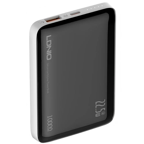 LDNIO PQ25 10000mAh Ultra Thin Power Bank 22.5W Fast Charging Dual Port USB-C+USB-A PD 20W Portable Charger - Black - 1