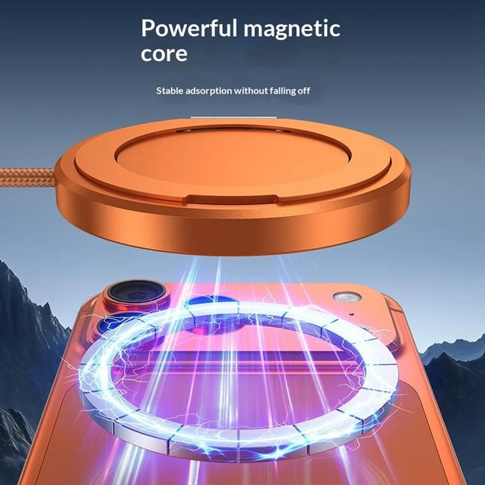 Qi2 25W Magnetic Wireless Charger Aluminum Alloy Fast Charging Pad with Ring Stand and 1m Braided Type-C Cable - White - 7