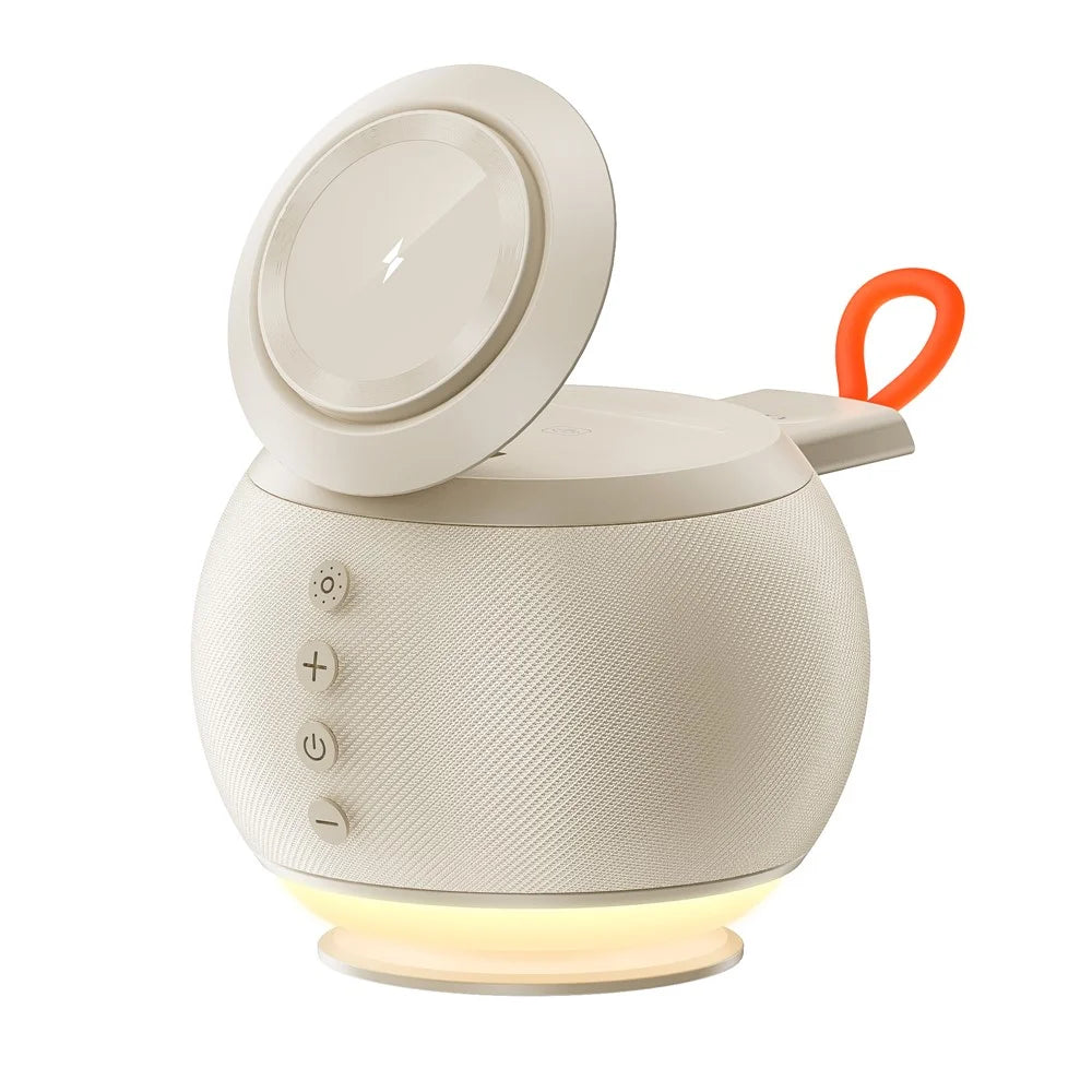 HT-572 5-in-1 15W Magnetic Wireless Charger with Bluetooth-compatible Speaker Night Light Charging Stand - Beige - 1