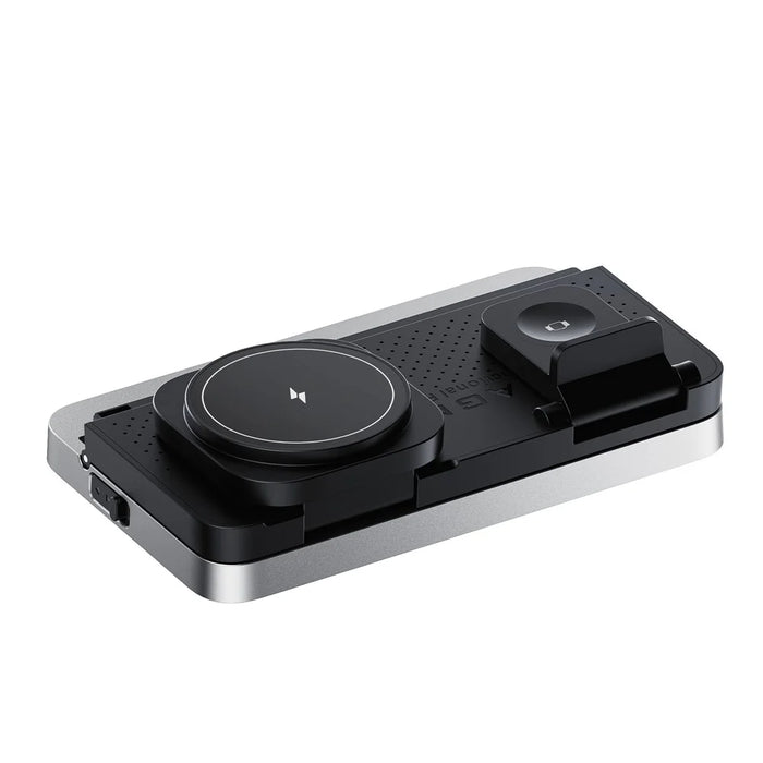 HT-568 3-in-1 Wireless Charger Stand 15W Magnetic Fast Charging Station Clock Desk Lamp for iPhone Watch AirPods - Black - 7