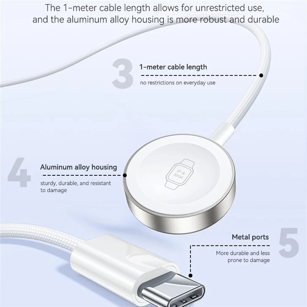 YESIDO DS42 2-in-1 Wireless Watch Charger 2.5W Magnetic Charging Dock for Samsung Galaxy iWatch - White - 6