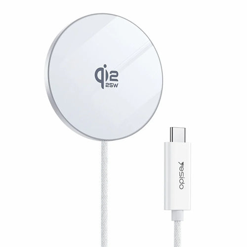 YESIDO DS41 Qi2.2 25W Desktop Wireless Charger 5mm Ultra Thin Magnetic Charging Pad - White - 1