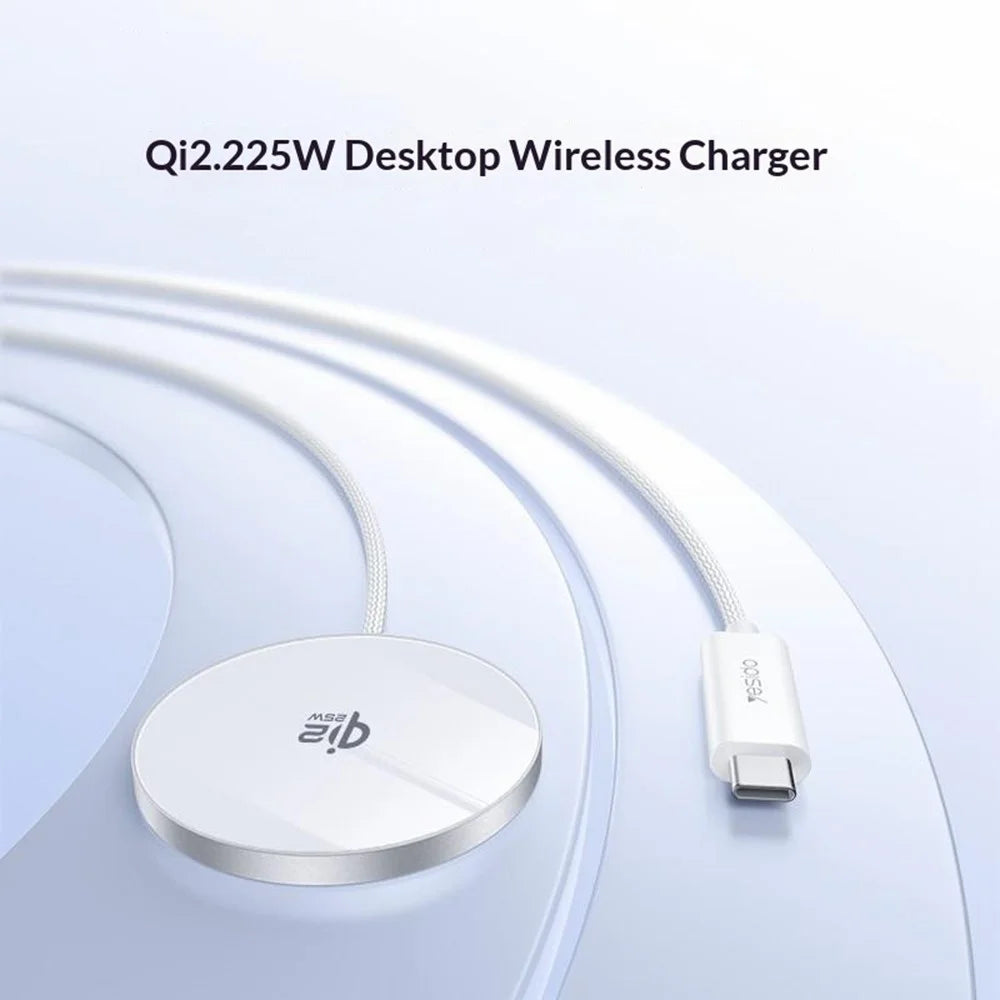 YESIDO DS41 Qi2.2 25W Desktop Wireless Charger 5mm Ultra Thin Magnetic Charging Pad - White - 2