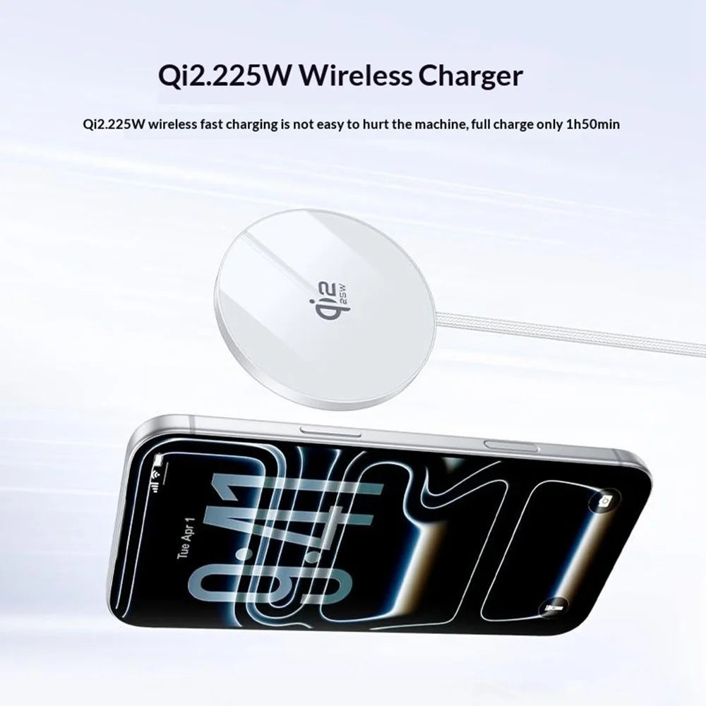 YESIDO DS41 Qi2.2 25W Desktop Wireless Charger 5mm Ultra Thin Magnetic Charging Pad - White - 3