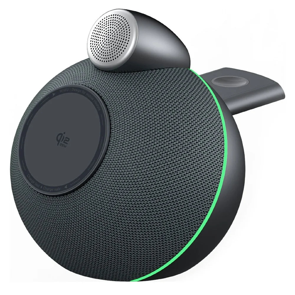 WIWU G042 3 in 1 Qi2.2 25W Wireless Charging Speaker Magnetic Fast Charger for Phone Watch Earbuds - Black - 1