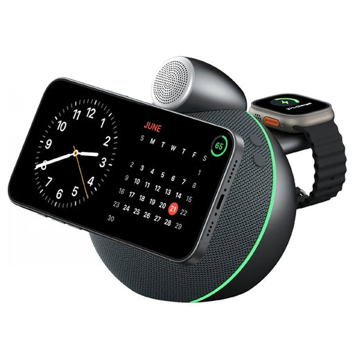 WIWU G042 3 in 1 Qi2.2 25W Wireless Charging Speaker Magnetic Fast Charger for Phone Watch Earbuds - Black - 2