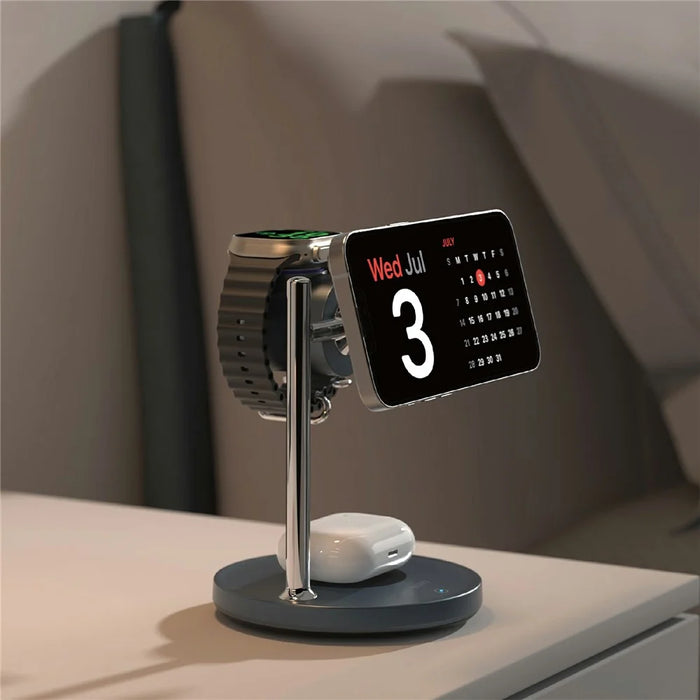 WIWU W041 3 in 1 Qi2.2 Magnetic Wireless Charger 25W Fast Charging Station for iPhone Apple Watch AirPods - Black - 7