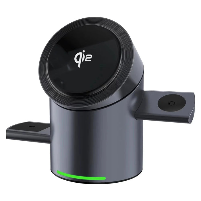 CBT-10 Qi2 15W Magnetic Charging Station 3 in 1 Wireless Charger Auto Rotating for iPhone / AirPods / Apple Watch - Black - 1
