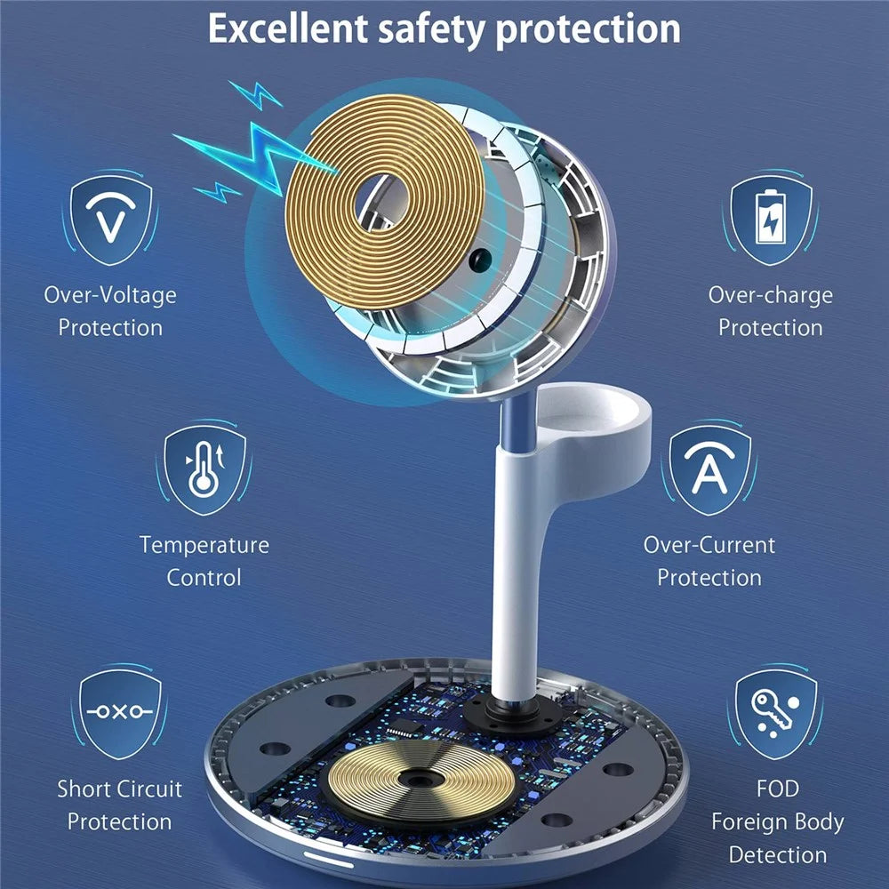 CHOETECH T586F 2 in 1 Magnetic Wireless Charger for Mobile Phone / Headset 15W Max Charging Dock Desktop Stand - 6