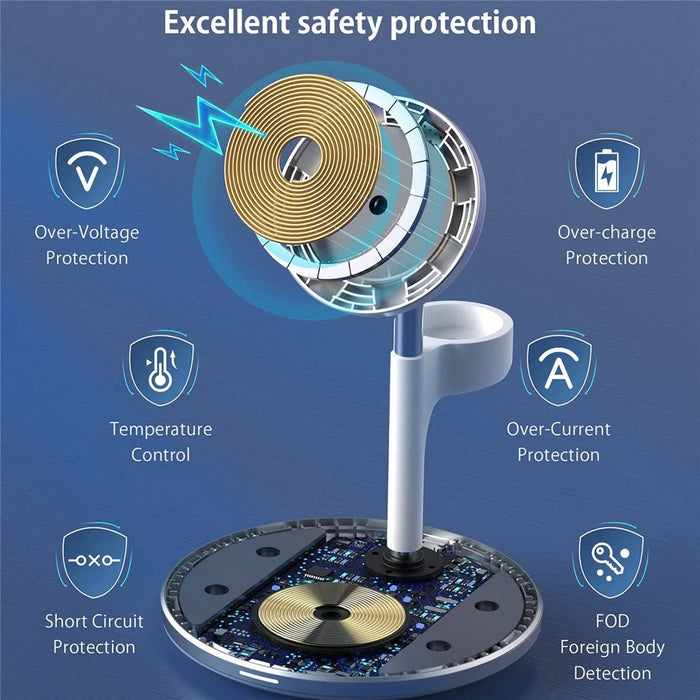 CHOETECH T586F 2 in 1 Magnetic Wireless Charger for Mobile Phone / Headset 15W Max Charging Dock Desktop Stand - 6