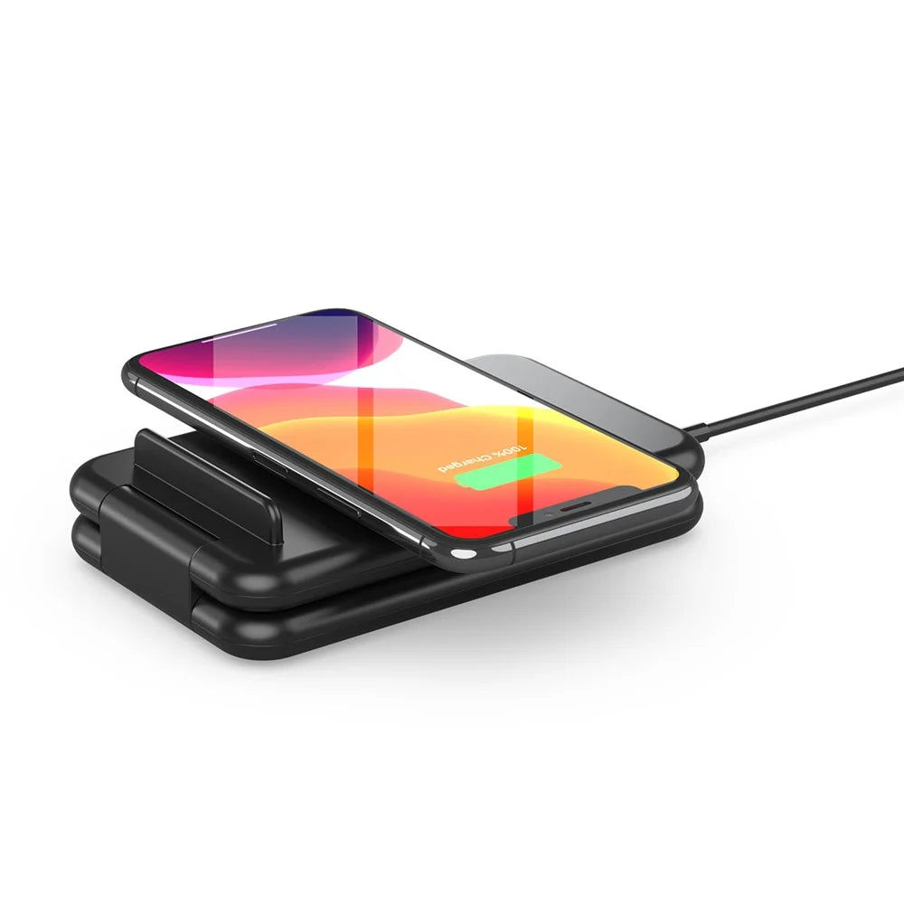 B-13 3-in-1 15W Wireless Charger Cell Phone Stand Holder Foldable Charging Pad for Apple Watch / AirPods - Black - 6