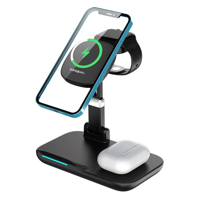 YF-T8 3-in-1 15W Magnetic Wireless Charger Portable Phone Charger Multifunction Charging Stand with Indicator Light - 1