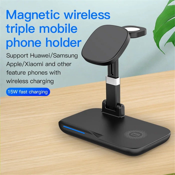 YF-T8 3-in-1 15W Magnetic Wireless Charger Portable Phone Charger Multifunction Charging Stand with Indicator Light - 3