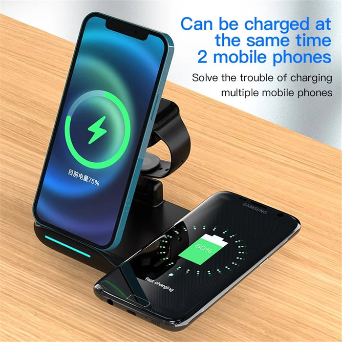 YF-T8 3-in-1 15W Magnetic Wireless Charger Portable Phone Charger Multifunction Charging Stand with Indicator Light - 5