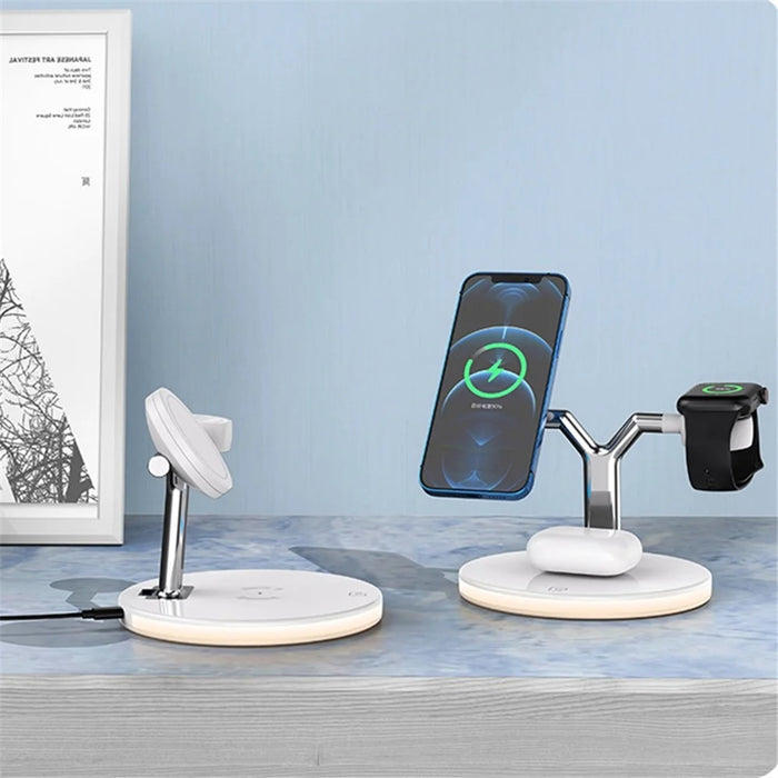 970 For iPhone / Apple Watch / AirPods 3 in 1 Wireless Charger Fast Charging Desktop Stand Cradle with Light - Black - 5