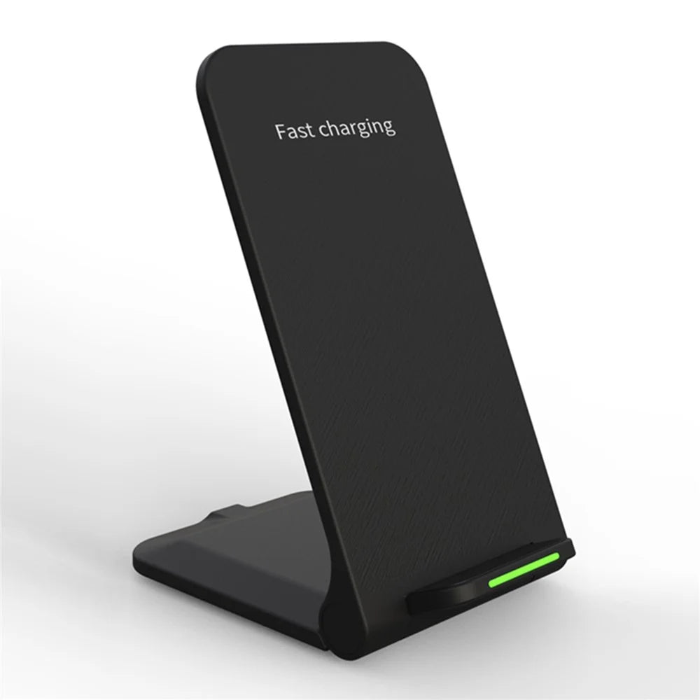 S25 Foldable 15W Wireless Charger Cellphone Stand Fast Charging Dock for iPhone Android Phone - Black - 1