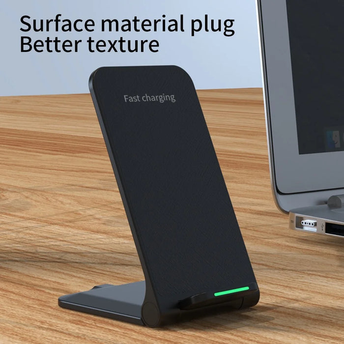S25 Foldable 15W Wireless Charger Cellphone Stand Fast Charging Dock for iPhone Android Phone - Black - 3