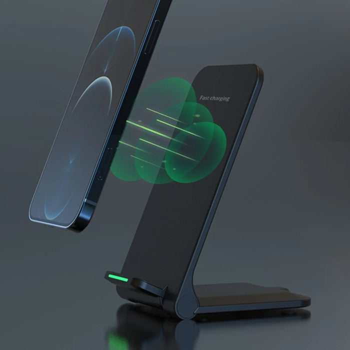 S25 Foldable 15W Wireless Charger Cellphone Stand Fast Charging Dock for iPhone Android Phone - Black - 5