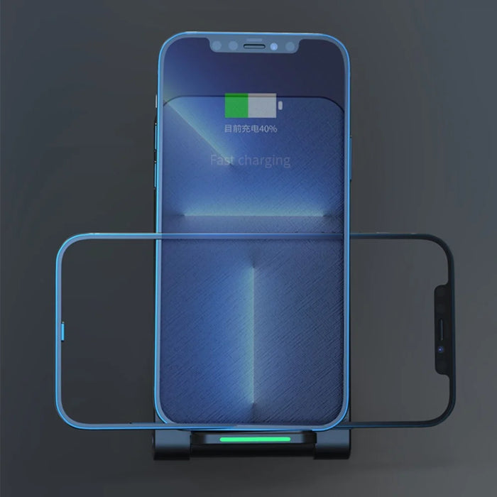 S25 Foldable 15W Wireless Charger Cellphone Stand Fast Charging Dock for iPhone Android Phone - Black - 6