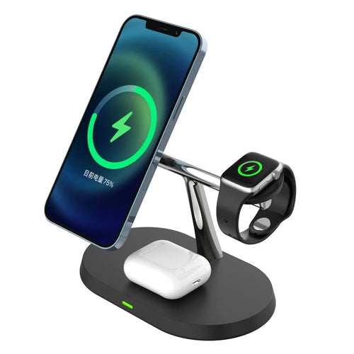CF31 3-in-1 Magnetic Wireless Charger 15W Fast Charging Stand Holder for Apple Watch / AirPods / iPhone and Qi-enabled Devices - Black - 1