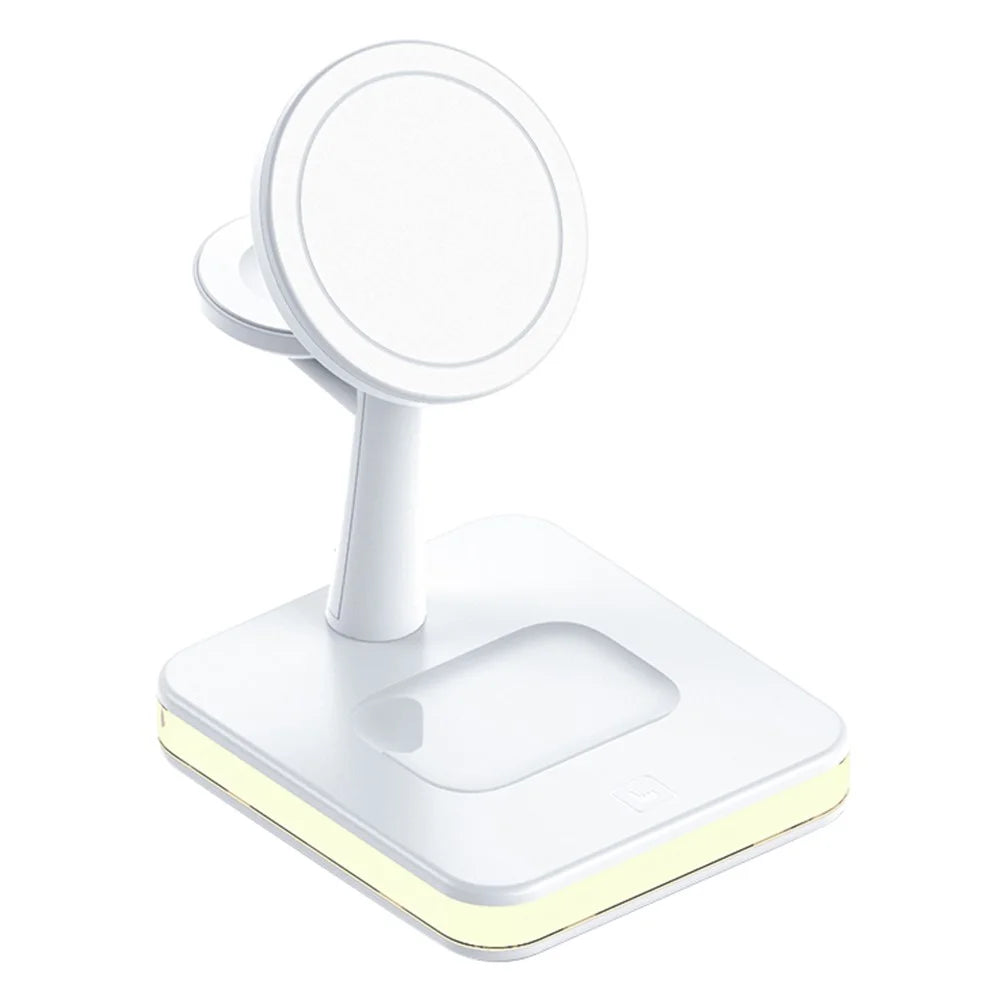 JJT-991 For iPhone / Apple Watch / AirPods 4 in 1 Magnetic Wireless Charger with USB Output Multifunction Charging Base - White - 1
