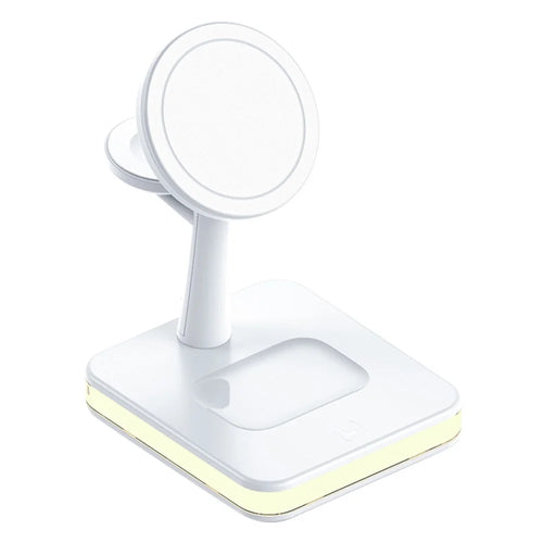 JJT-991 For iPhone / Apple Watch / AirPods 4 in 1 Magnetic Wireless Charger with USB Output Multifunction Charging Base - White - 1
