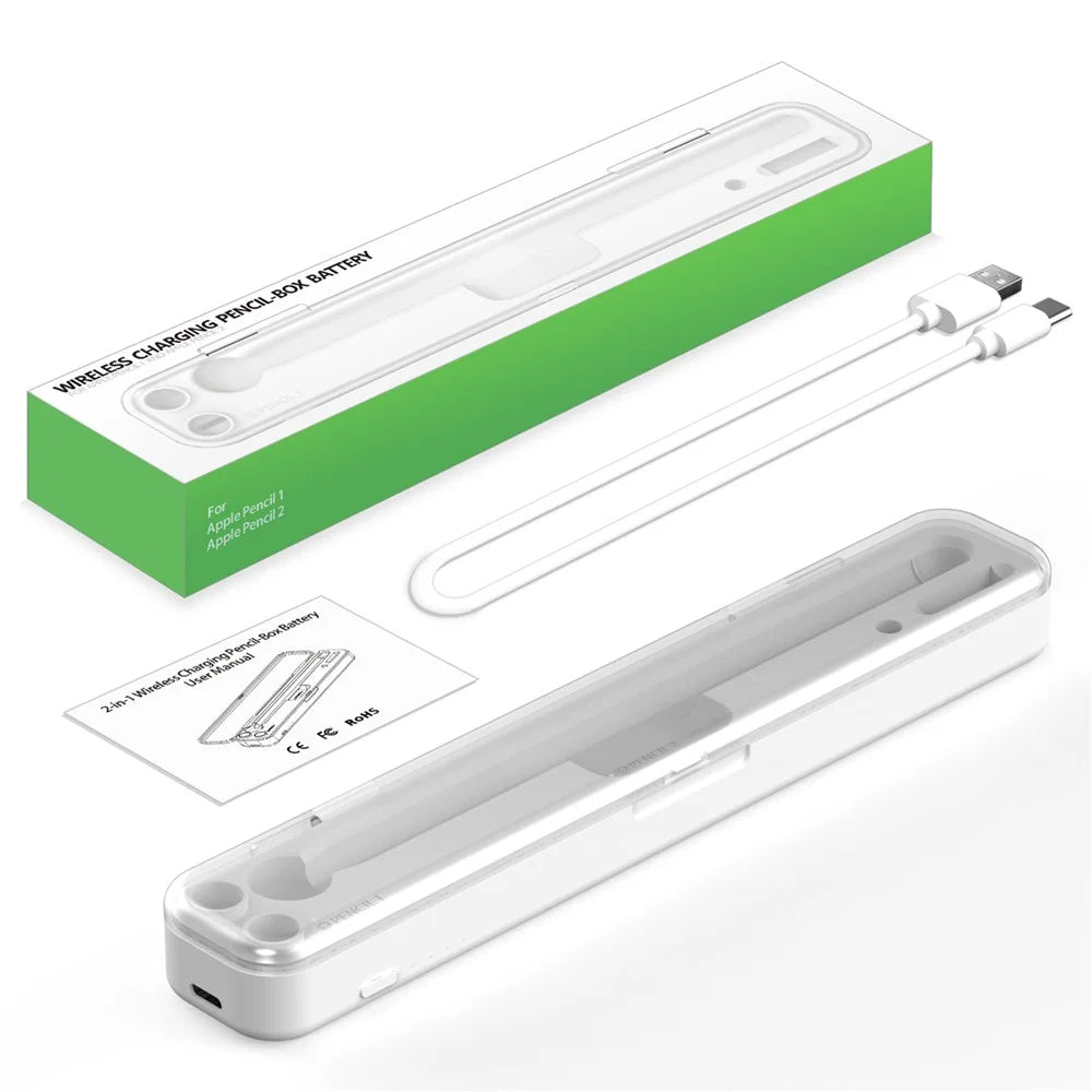 P2 2-In-1 Wireless Charging Box Carrying Case for Apple Pencil 2nd / 1st Generation, Storage Box Pen Holder with Lid - 1