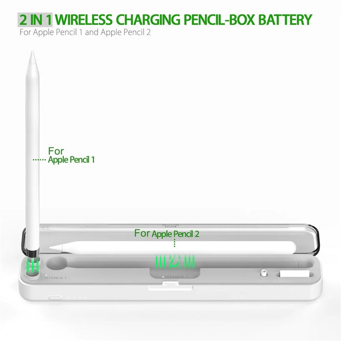 P2 2-In-1 Wireless Charging Box Carrying Case for Apple Pencil 2nd / 1st Generation, Storage Box Pen Holder with Lid - 6