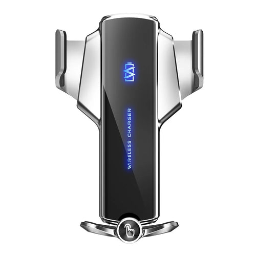 P9 Electric Locking Car Air Outlet Phone Holder 15W Wireless Charger Universal Cellphone Bracket - Silver - 1