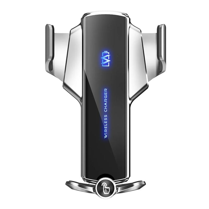 P9 Electric Locking Car Air Outlet Phone Holder 15W Wireless Charger Universal Cellphone Bracket - Silver - 1