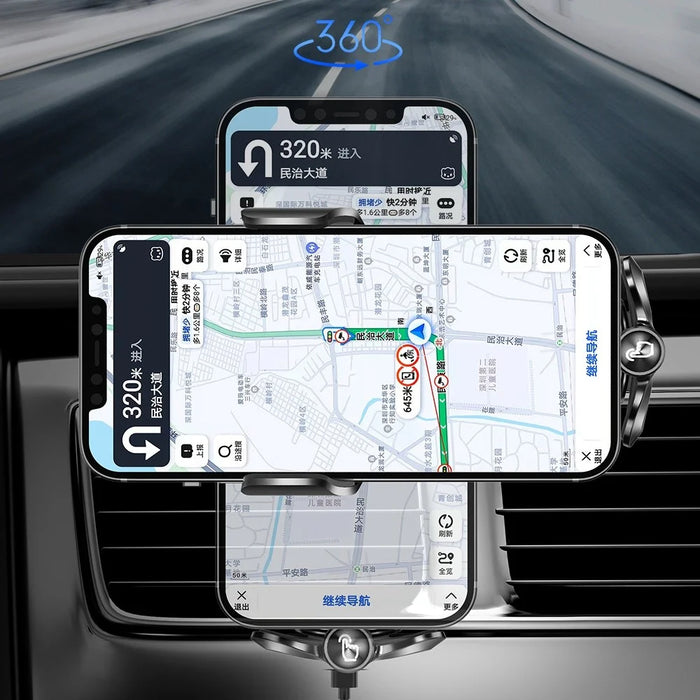 P9 Electric Locking Car Air Outlet Phone Holder 15W Wireless Charger Universal Cellphone Bracket - Silver - 4