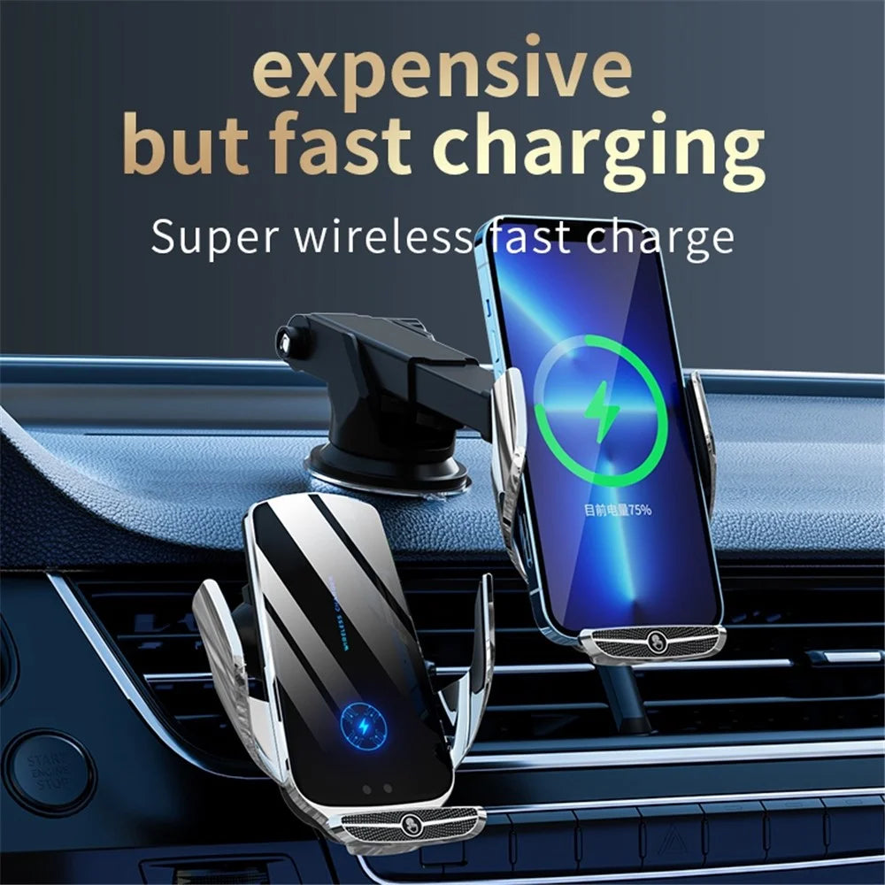 X5 360 Degree Rotation Car Air Outlet Mount 15W Wireless Charger Mobile Phone Holder Smart Touch Sensing Cellphone Bracket - Silver - 3
