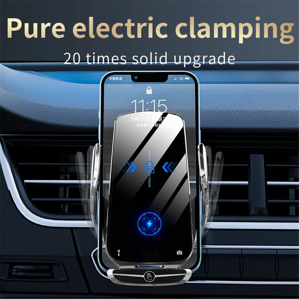 X5 360 Degree Rotation Car Air Outlet Mount 15W Wireless Charger Mobile Phone Holder Smart Touch Sensing Cellphone Bracket - Silver - 4