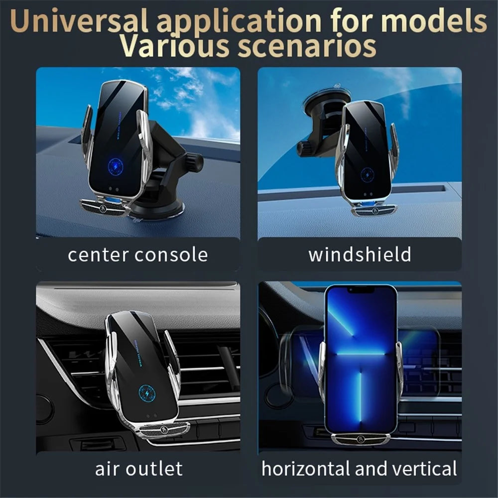 X5 360 Degree Rotation Car Air Outlet Mount 15W Wireless Charger Mobile Phone Holder Smart Touch Sensing Cellphone Bracket - Silver - 7