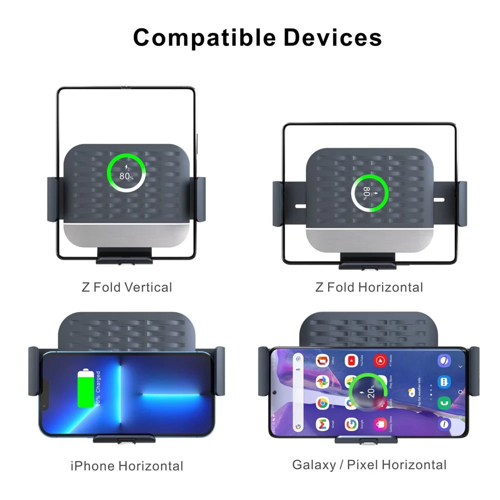 S10 For Samsung Galaxy Fold Foldable Screen Phone Holder Car Mount Coil Electromagnetic Induction Wireless Charger - 4