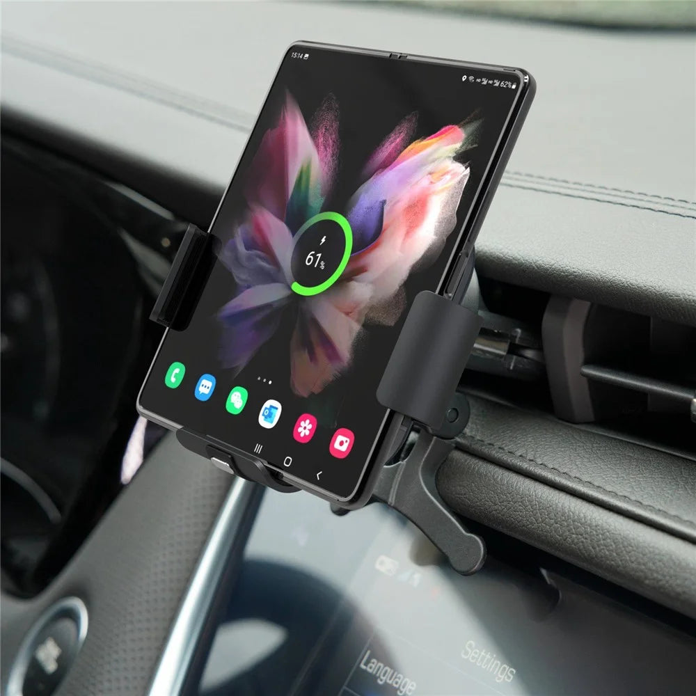 S10 For Samsung Galaxy Fold Foldable Screen Phone Holder Car Mount Coil Electromagnetic Induction Wireless Charger - 6