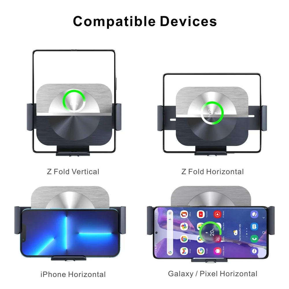 S11 Electromagnetic Induction Wireless Charger Foldable Screen Phone Clamp Holder Car Air Vent / Dashboard / Windshield Mount Bracket for Samsung Qi-enabled Phones - 4