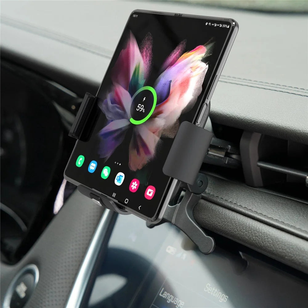 S11 Electromagnetic Induction Wireless Charger Foldable Screen Phone Clamp Holder Car Air Vent / Dashboard / Windshield Mount Bracket for Samsung Qi-enabled Phones - 6