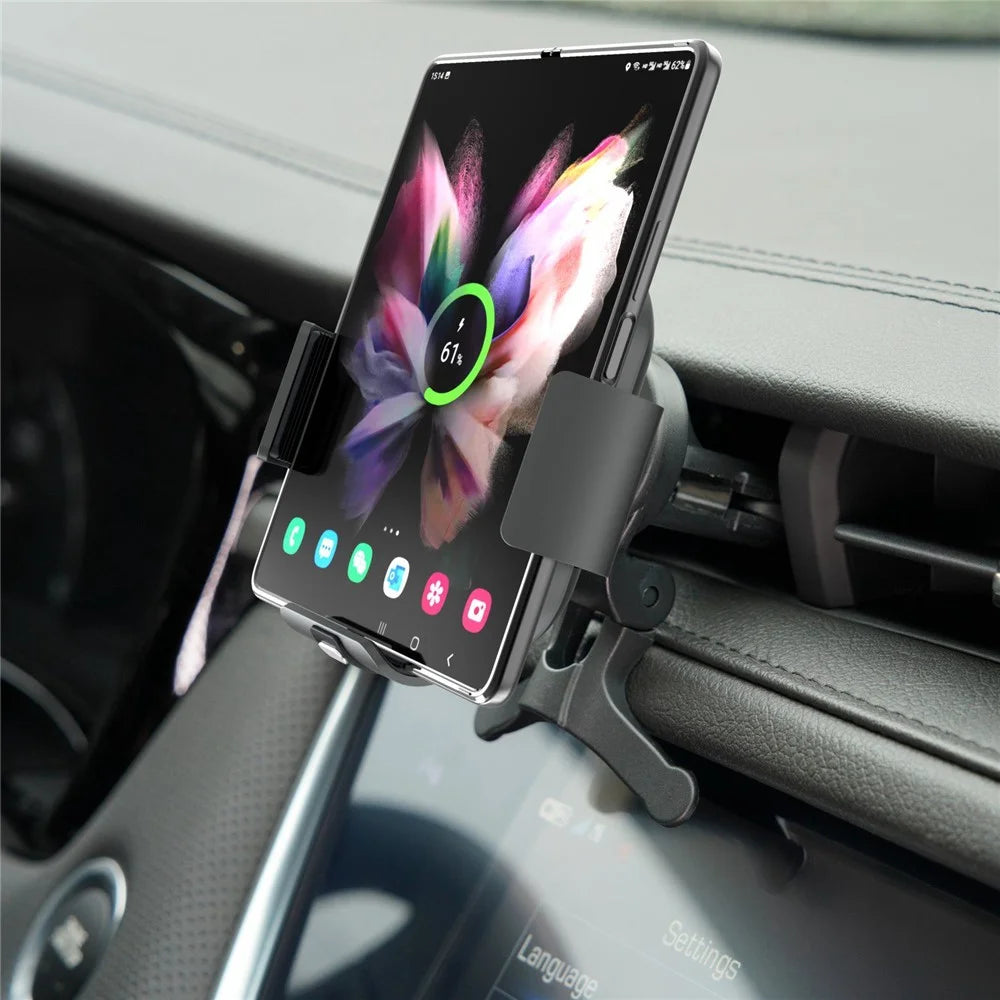 S3 Coil Electromagnetic Induction Wireless Charger Car Holder Foldable Phone Clamp Mount for Samsung Galaxy Fold - 6