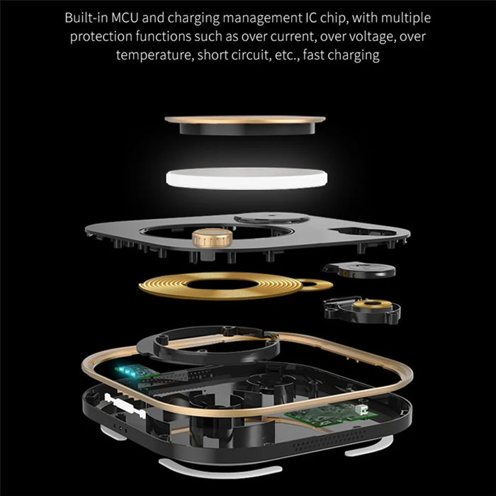 X3 15W Fast Charging 3-in-1 Wireless Charger for Mobile Phones, Watches, Headset Cordless Charging Pad (Basic Version) - White - 7
