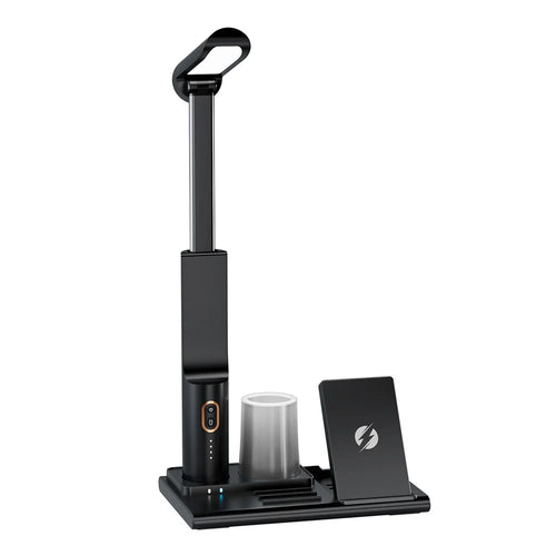 15W Fast Charging Wireless Charger Multifunctional Folding Charging Station with 3-Mode Lamp - Black - 1