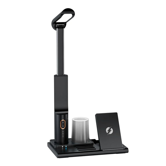 15W Fast Charging Wireless Charger Multifunctional Folding Charging Station with 3-Mode Lamp - Black - 1