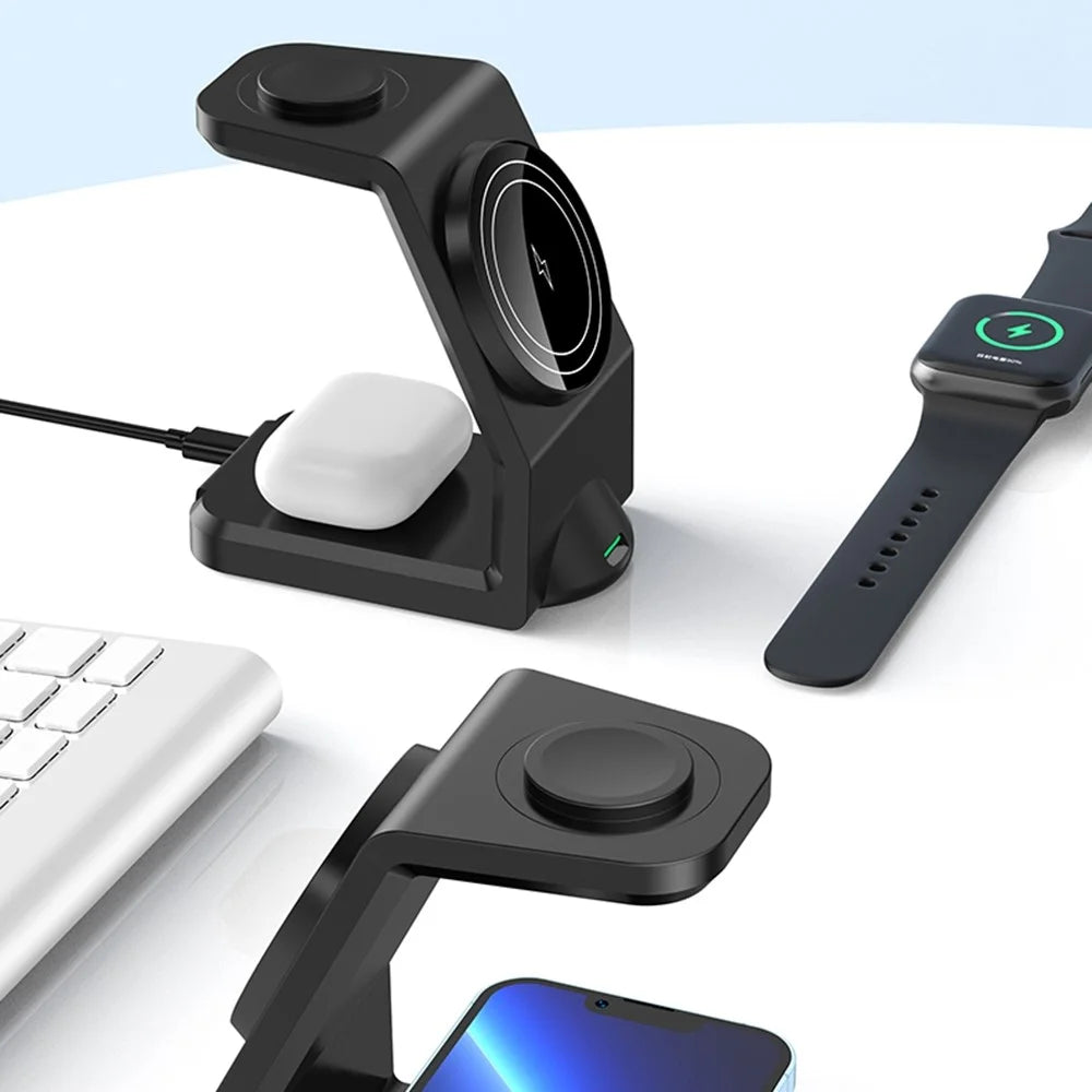 WT158 3-in-1 15W Magnetic Wireless Charger Stand Multifunctional Charging Dock Station for Phone Earphone Watch - 5
