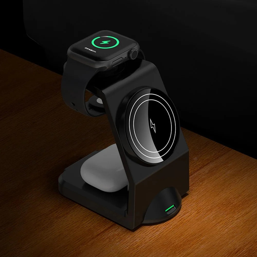 WT158 3-in-1 15W Magnetic Wireless Charger Stand Multifunctional Charging Dock Station for Phone Earphone Watch - 7
