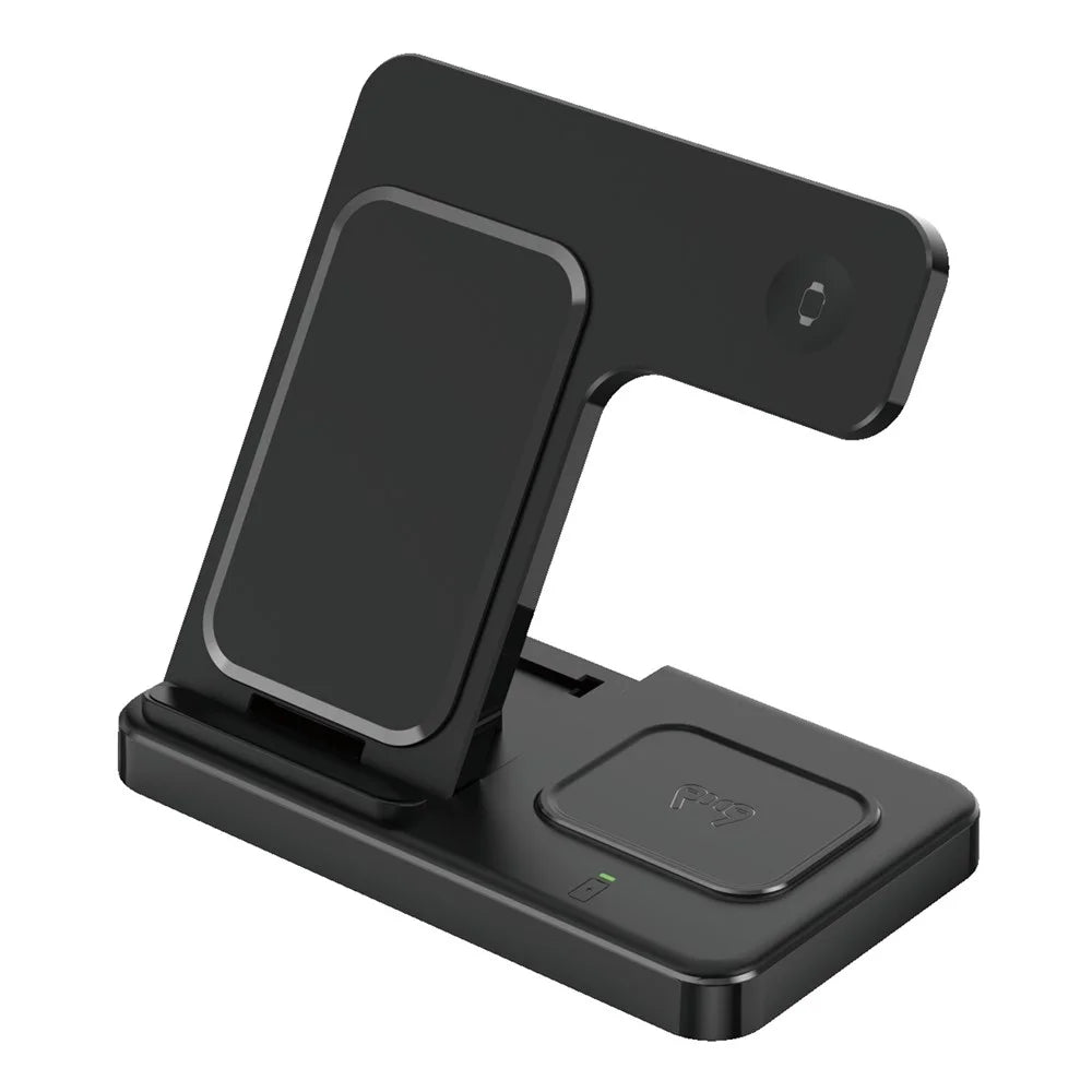 Z5G 3 in 1 15W Fast Wireless Charger Folding Charging Station for Qi Phones / Earphones / iWatch - Black - 2