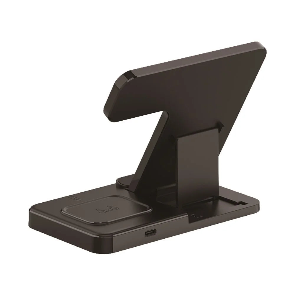 Z5G 3 in 1 15W Fast Wireless Charger Folding Charging Station for Qi Phones / Earphones / iWatch - Black - 3