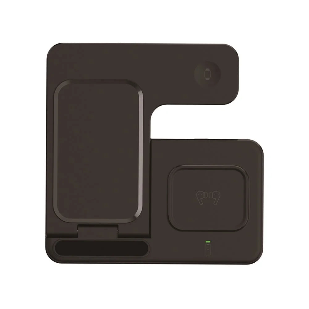 Z5G 3 in 1 15W Fast Wireless Charger Folding Charging Station for Qi Phones / Earphones / iWatch - Black - 4