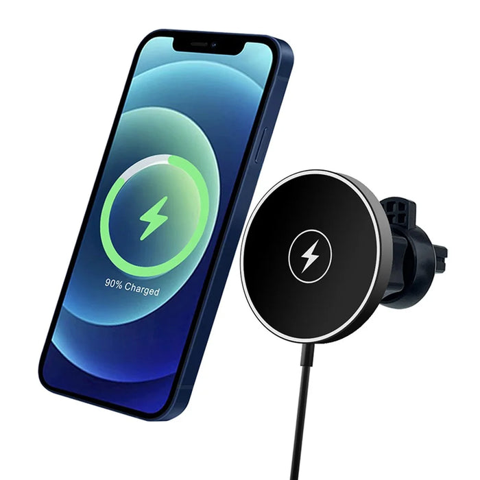 C12 15W Car Magnetic Wireless Charger Air Vent Mount Phone Fast Charging Bracket for iPhone 14 / 13 / 12 Series - 1